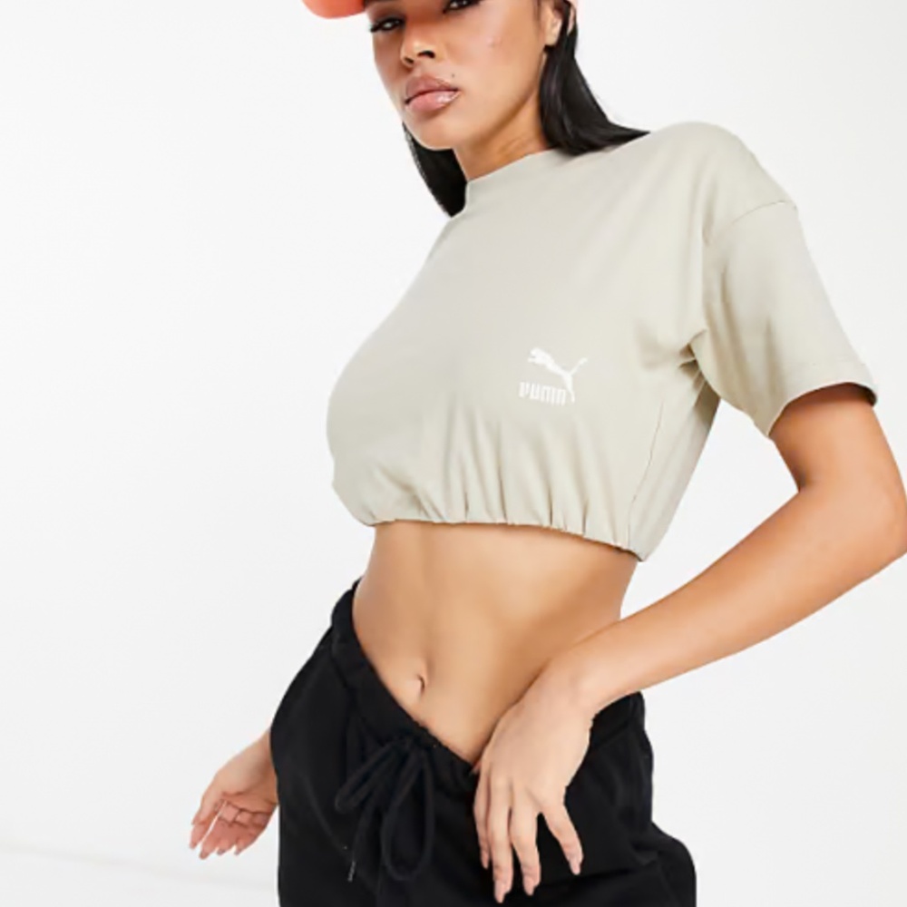 Puma crop balloon roll up tee